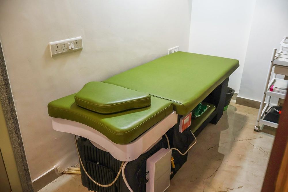 Facial bed in the Shine On treatment room